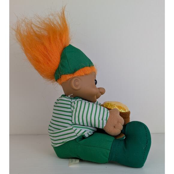 Vintage Russ Leprechaun Troll Doll w/Tag 8" Orange Hair Pot Of Gold St Patricks - Picture 3 of 6